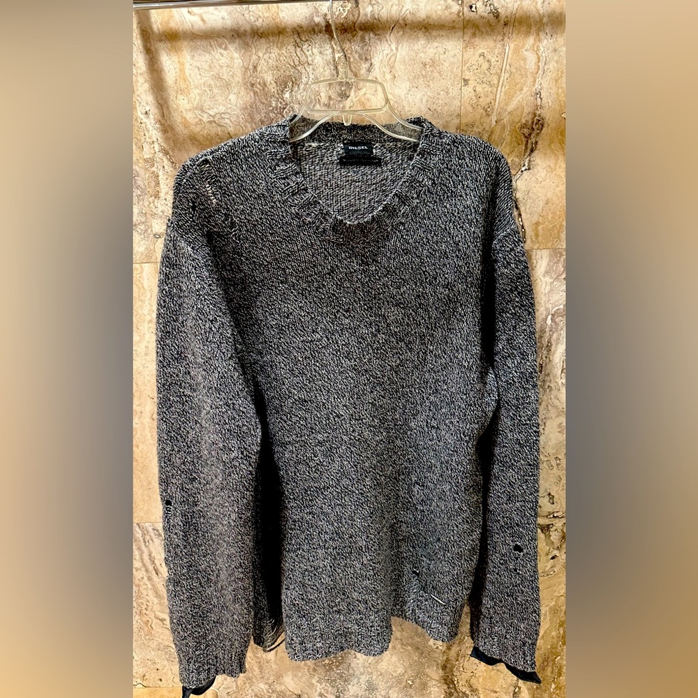 Diesel distressed sweater with additional cotton Lining in sleeves
